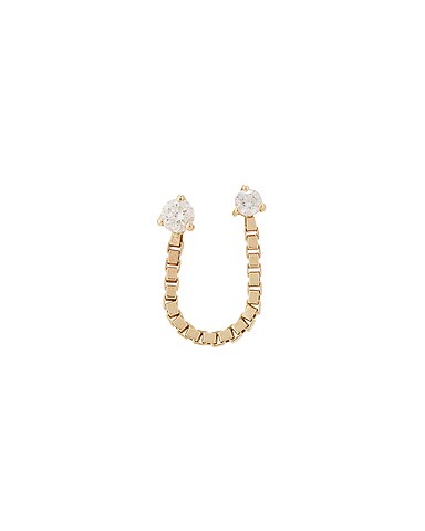 Diamond Block Chain Double Stud Earring