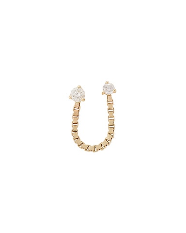 Diamond Block Chain Double Stud Earring
