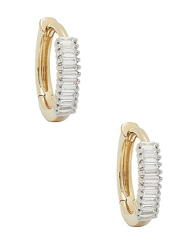Up and Down Baguette Diamond Huggie Earrings