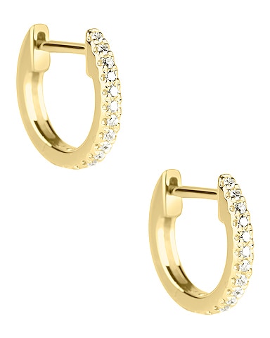 White Diamond Pave Huggie Earrings