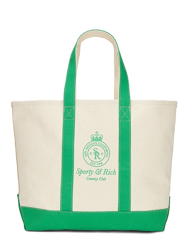 Crown Logo Embroidered Two Tone Tote Bag