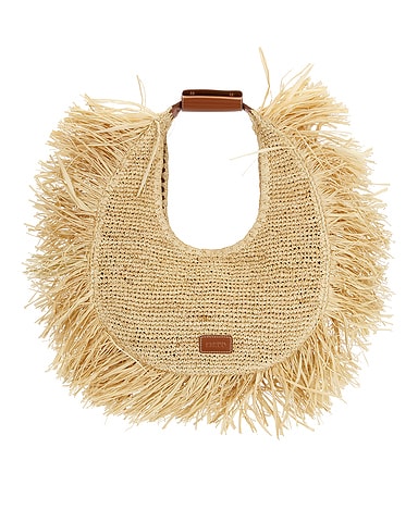 Large Raffia Moon Tote Bag