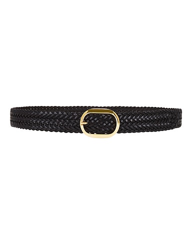 Woven Leather Oval Buckle Belt 30mm