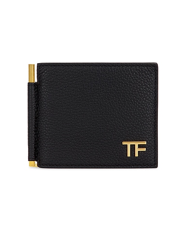 Soft Grain Leather T Line Money Clip Wallet