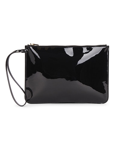 Patent Leather Zipped Wristlet Pouch