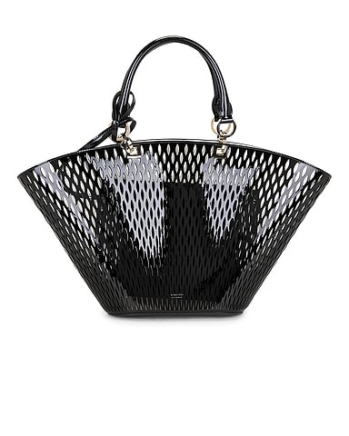 Cut Out Patent Leather Medium Panier Bag