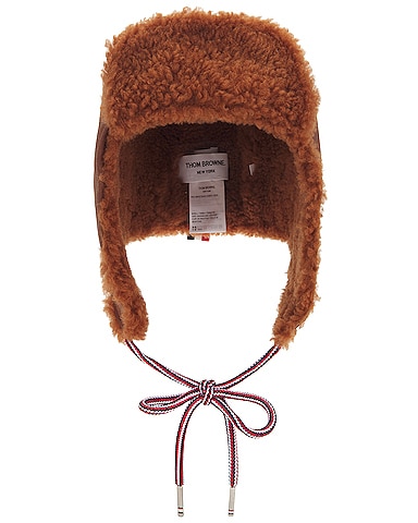 Dyed Shearling Tie Hat