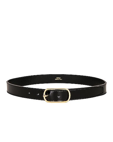 Wide Oval Buckle Leather Belt