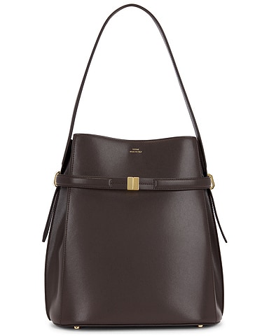 Belted Leather Bucket Bag