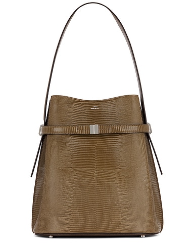 Belted Lizard Embossed Bucket Bag