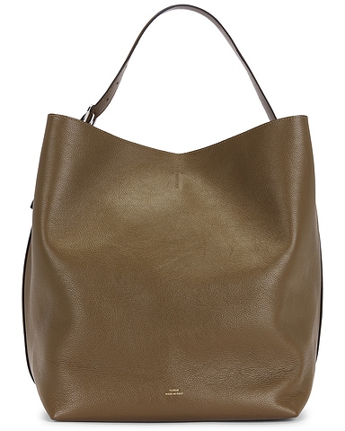 Belted Grained Leather Tote Bag