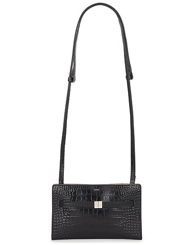 Belted Croco Embossed Crossbody Bag