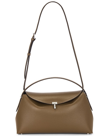 T-Lock Grained Leather Top Handle Bag