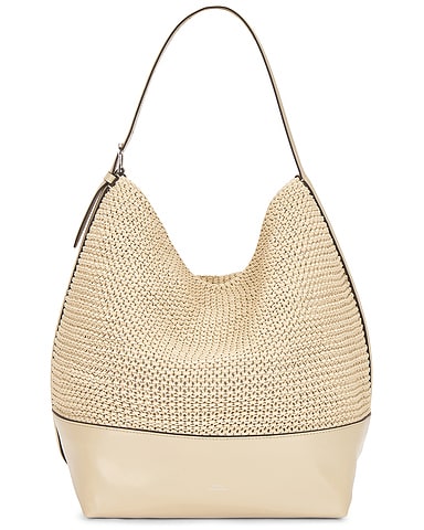 Belted Woven Leather Tote Bag