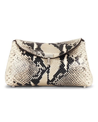 Mini T-Lock Python Embossed Clutch