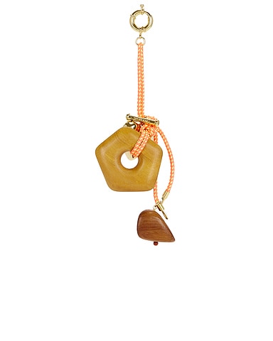 Wood & Gold Charms Rope Keychain