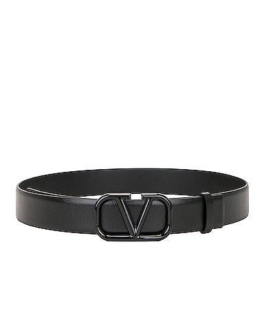 VALENTINO GARAVANI Valentino Garavani Iconographe leather-trimmed flocked  canvas belt