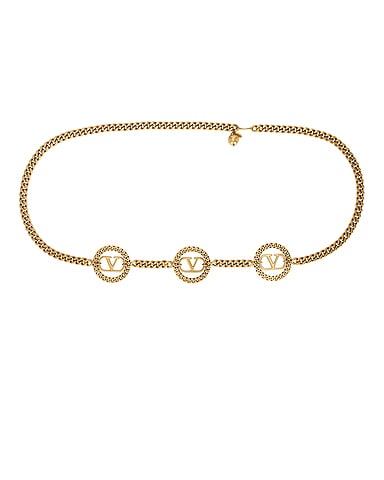V Logo Signature Chain Belt