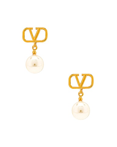 V Logo Signature Pearl Earrings