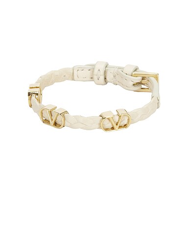 V Logo Signature Leather Bracelet