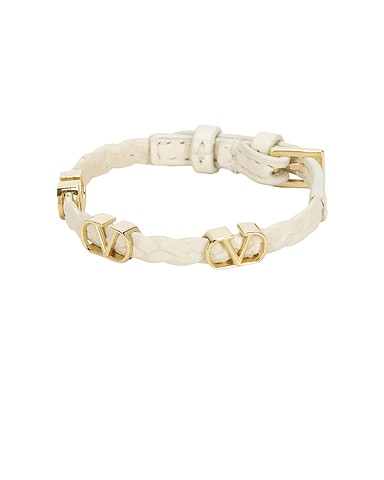 V Logo Signature Leather Bracelet