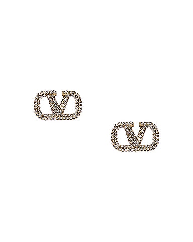 V Logo Signature Strass Earrings