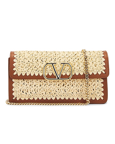 V Logo Signature Strap Wallet