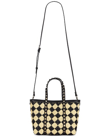 Raffia Mini Rockstud Tote Bag