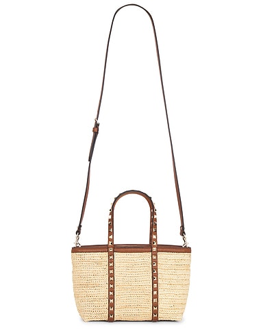 Crochet Raffia Rockstud Mini Tote Bag