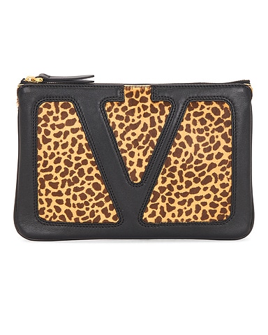 Viva Superstar Calf Hair Medium Flat Pouch
