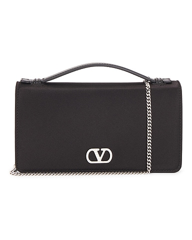 V Logo Signature Wallet With Strap