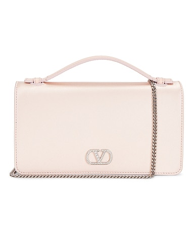 V Logo Signature Wallet With Strap