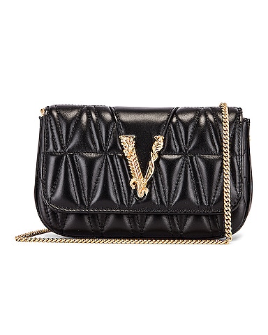 Quilted Leather Tribute Rectangle Crossbody Bag