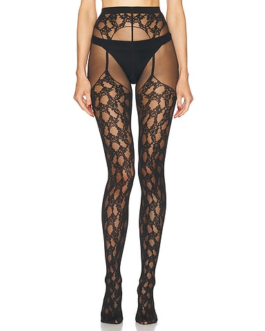 Floral Lace Suspender Tights