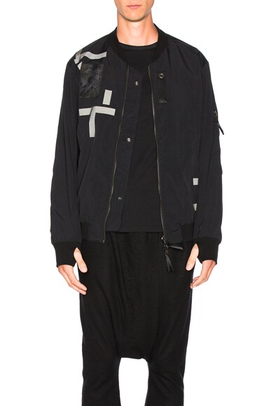 11 by Boris Bidjan Saberi Printed Bomber Jacket in Black | FWRD