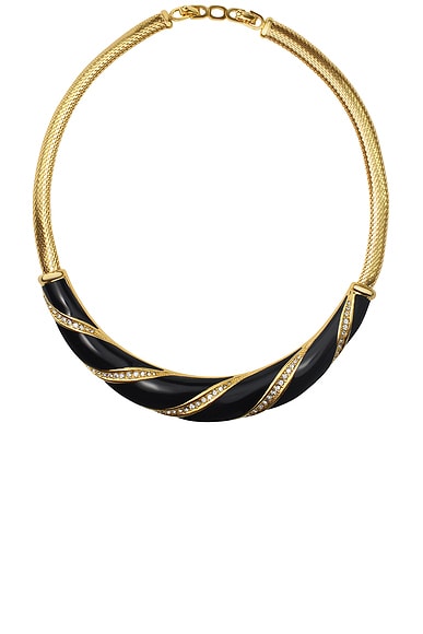 23CARAT Vintage Christian Dior Enamel Crystal Tubogas Necklace in 18k Yellow Gold