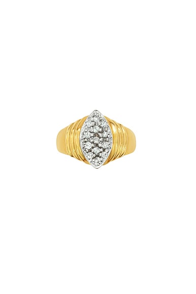 Vintage Ribbed Marquise Pave Ring