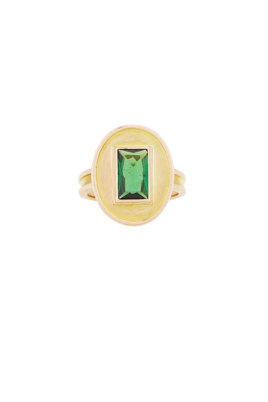 23CARAT Vintage Deco Ring in Yellow Gold Byzantine & Green Tourmaline