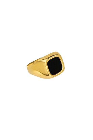 23CARAT Vintage Sunken Bezel Signet Ring in Onyx & 14k Yellow Gold