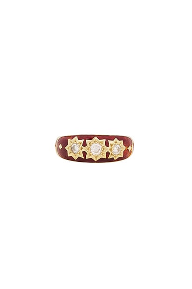 Vintage Diamond Enamel Starburst Trilogy Ring