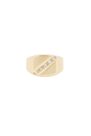 23CARAT Vintage Diagonal Signet Ring in Diamond & 9k Yellow Gold