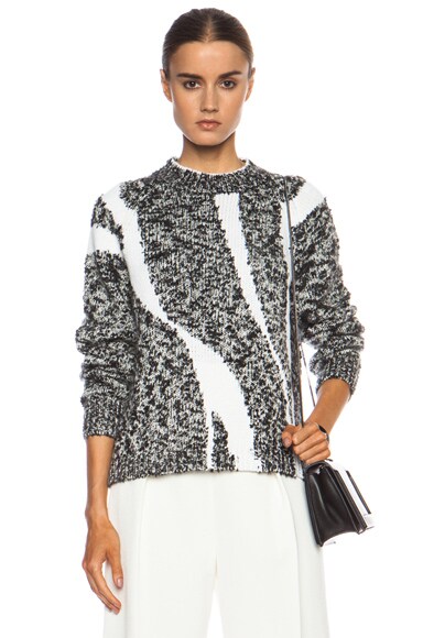 3.1 phillip lim Abstract Stripe Cotton-Blend Sweater in Black & White ...