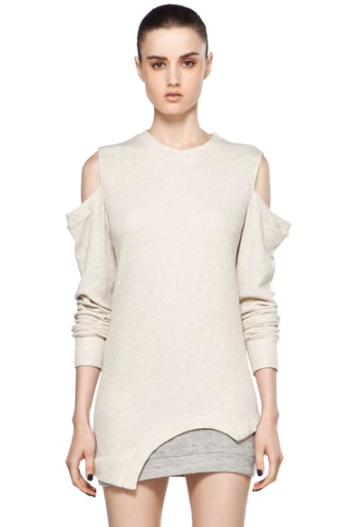 3.1 phillip lim Sweatshirt w/ Cut Off Sleeves in Oatmeal & Soft Grey | FWRD
