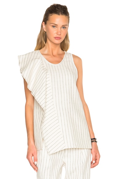 Binding Cascading Ruffle Top