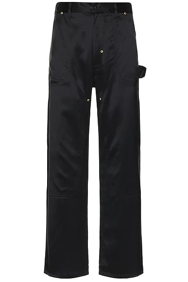 4SDESIGNS Front Face Silk Utility Pant in Black