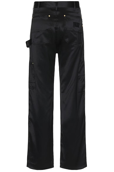 Shop 4sdesigns Front Face Silk Utility Pant In Black