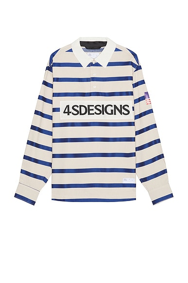 4SDESIGNS Rugby Shirt in Off White & Navy