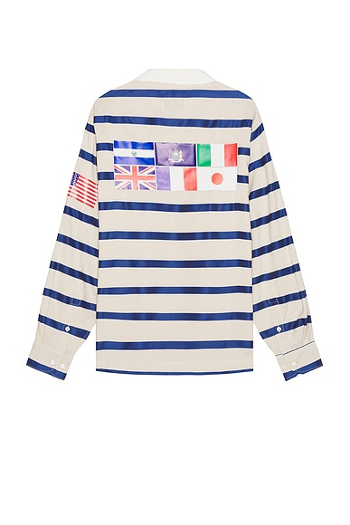 Shop 4sdesigns Rugby Shirt In Off White & Navy