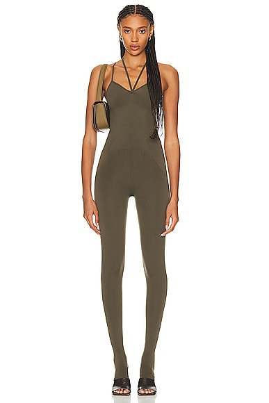 Sculpting Jersey Jumpsuit in Olive