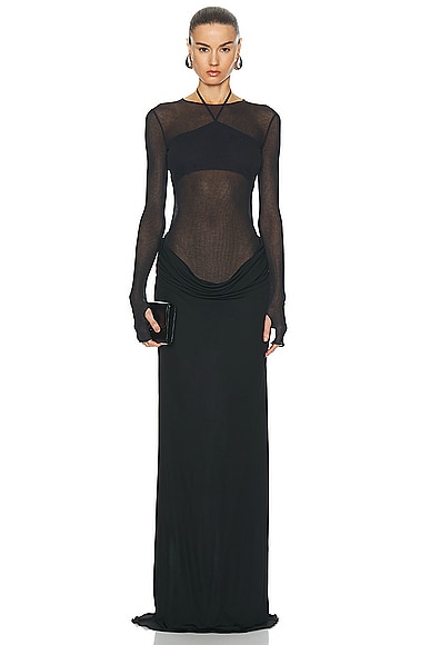 Shop Andreädamo Jersey Long Dress In Black